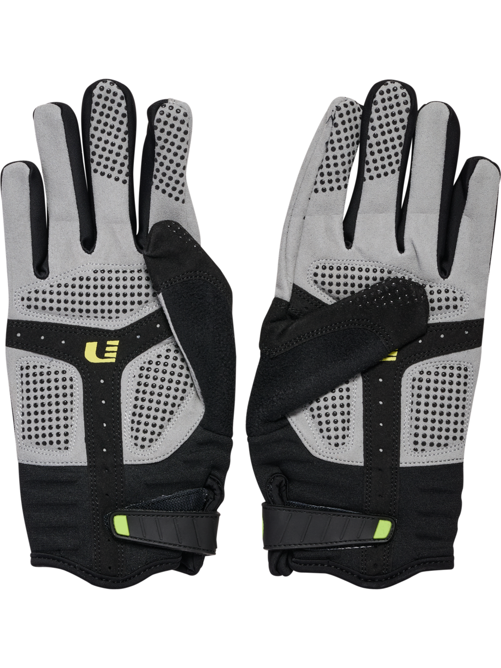 Black and red cycling gloves, palm view
