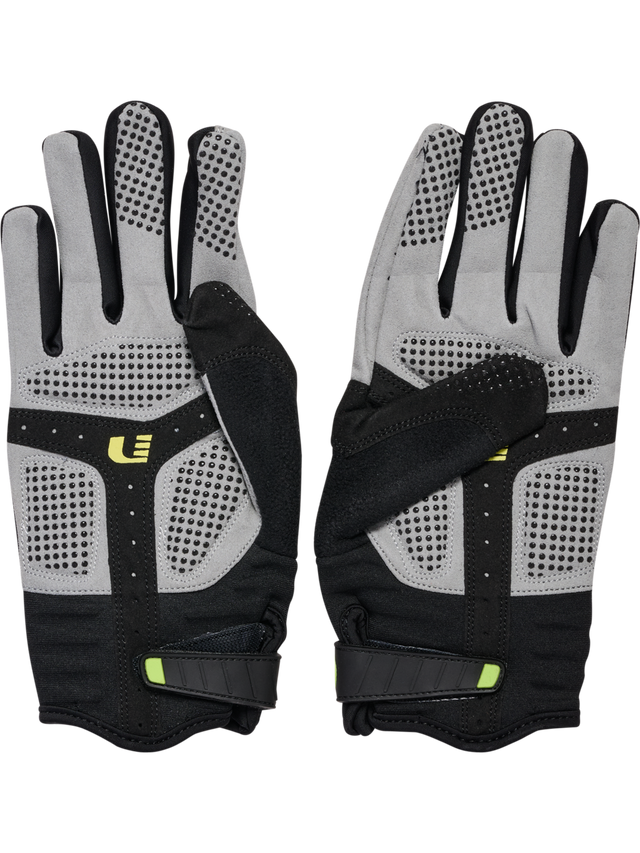 Black and red cycling gloves, palm view
