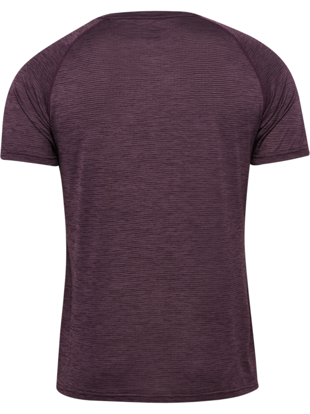 Men's plum short-sleeve training t-shirt, back product shot