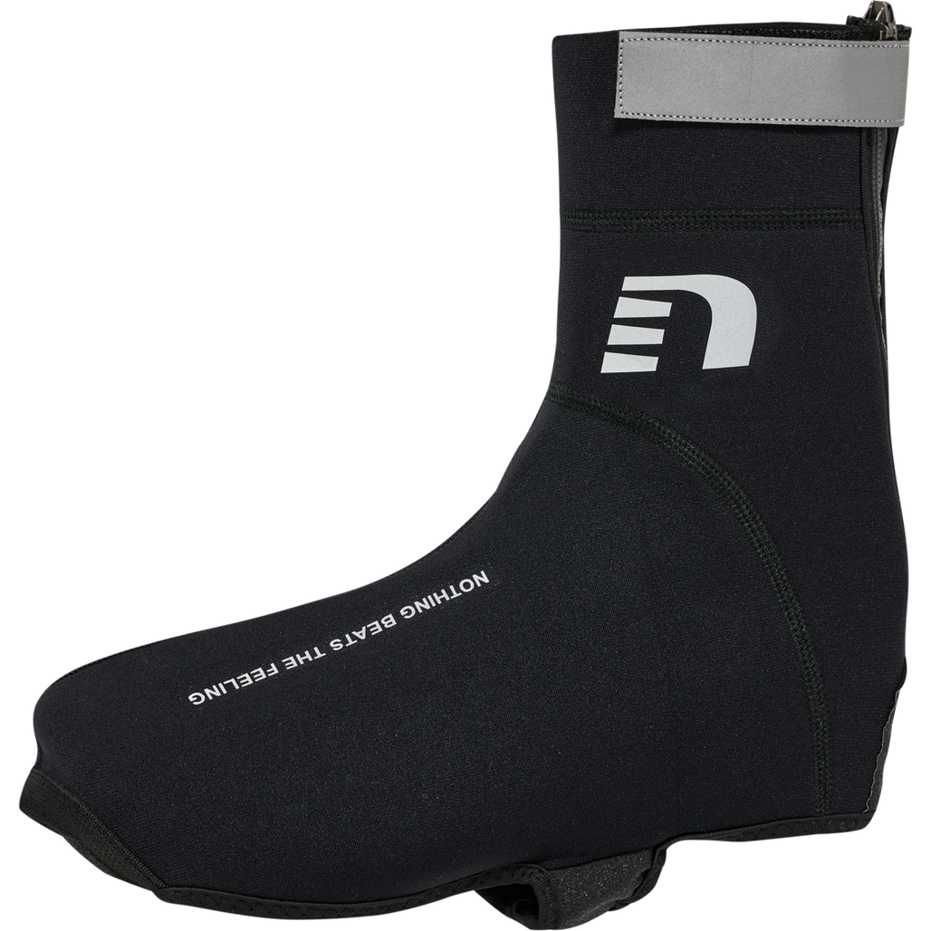 Black thermal cycling shoe covers, product shot