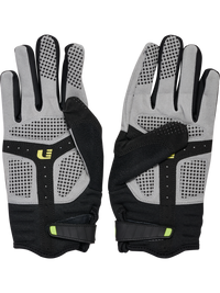 Black and red cycling gloves, palm view