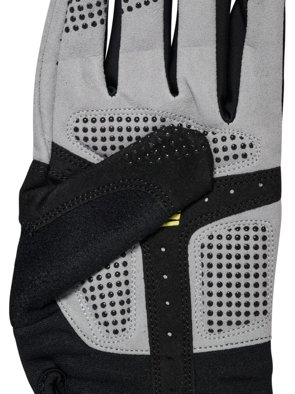 Black and red cycling gloves, detail