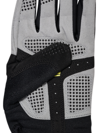 Black and red cycling gloves, detail