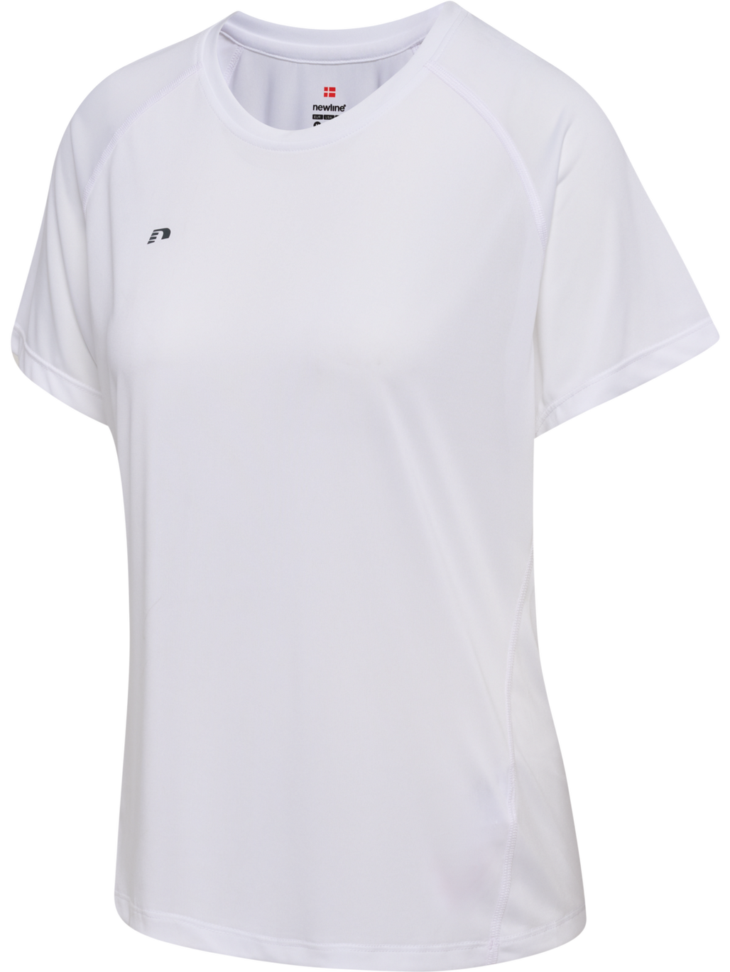Women's white running t-shirt, product shot
