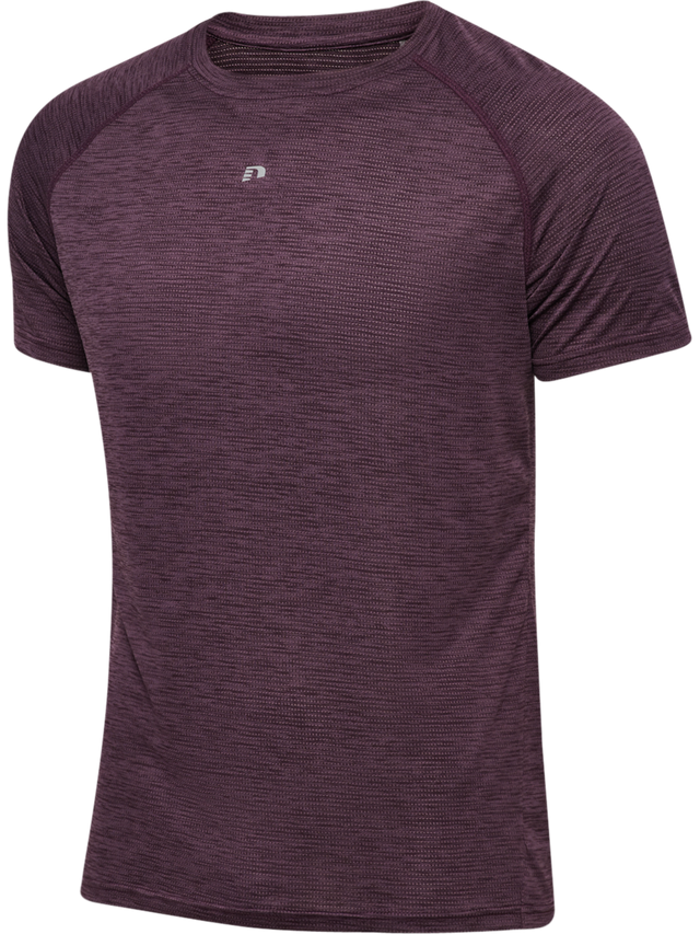 Men's plum short-sleeve training t-shirt, front product shot