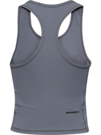 Grey rib training top, back product shot