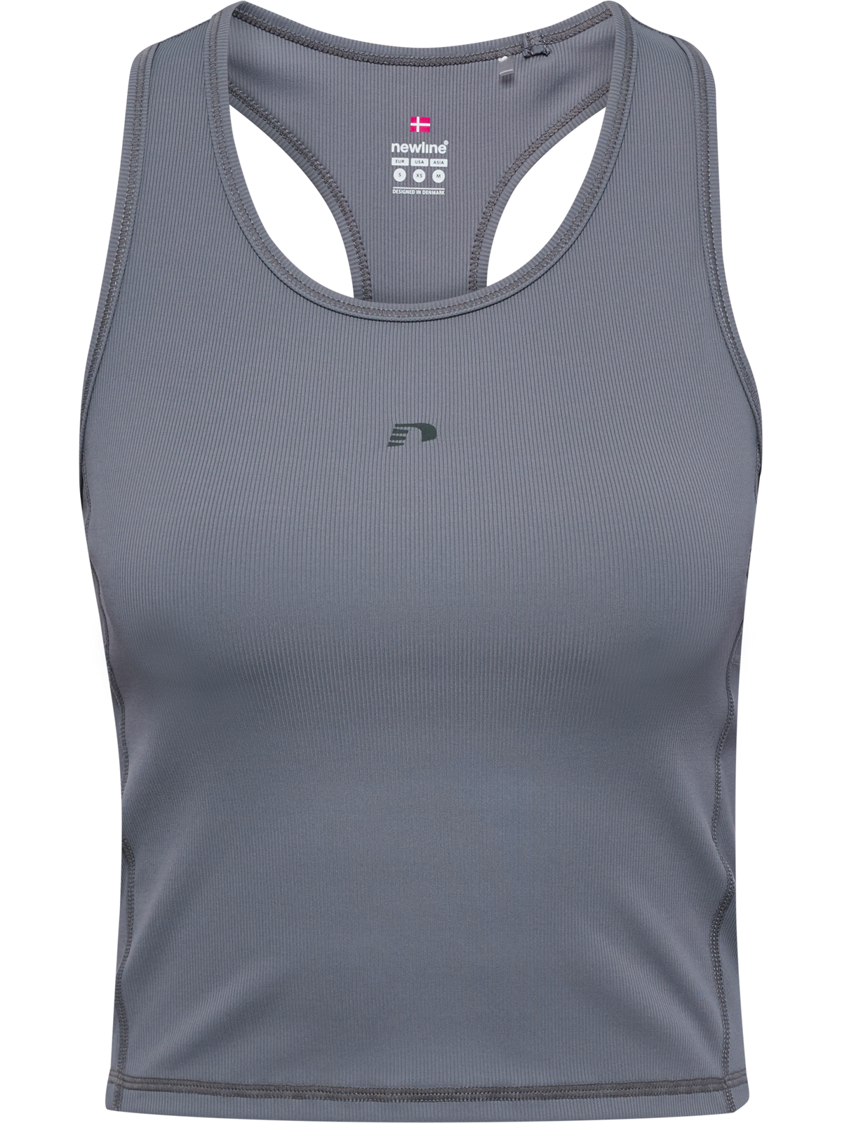 Grey rib training top, detail