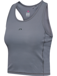 Grey rib training top, front product shot