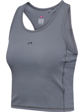 Grey rib training top, front product shot